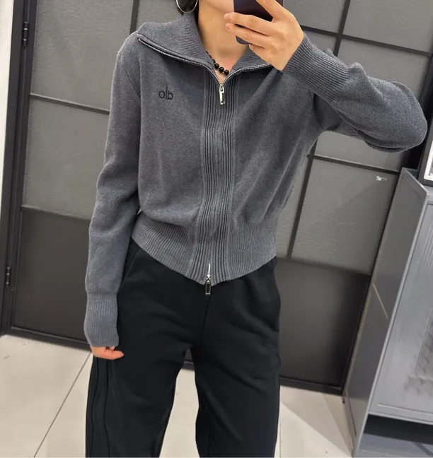 纯色针织轻职风长袖翻领毛针织衫休闲开衫运动