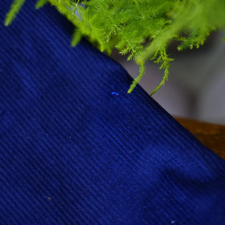 藏蓝色纯棉灯芯绒·条绒·布料手工鞋面服装印花面料
