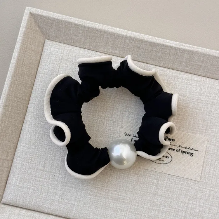 法式简约卷边小肠发圈气质百搭丸子头高弹力发绳时尚通勤发饰头饰