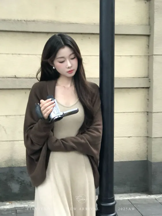 EIA一尧【茶香可颂外衫】韩系氛围感气质慵懒毛织外衫松弛显瘦秋冬