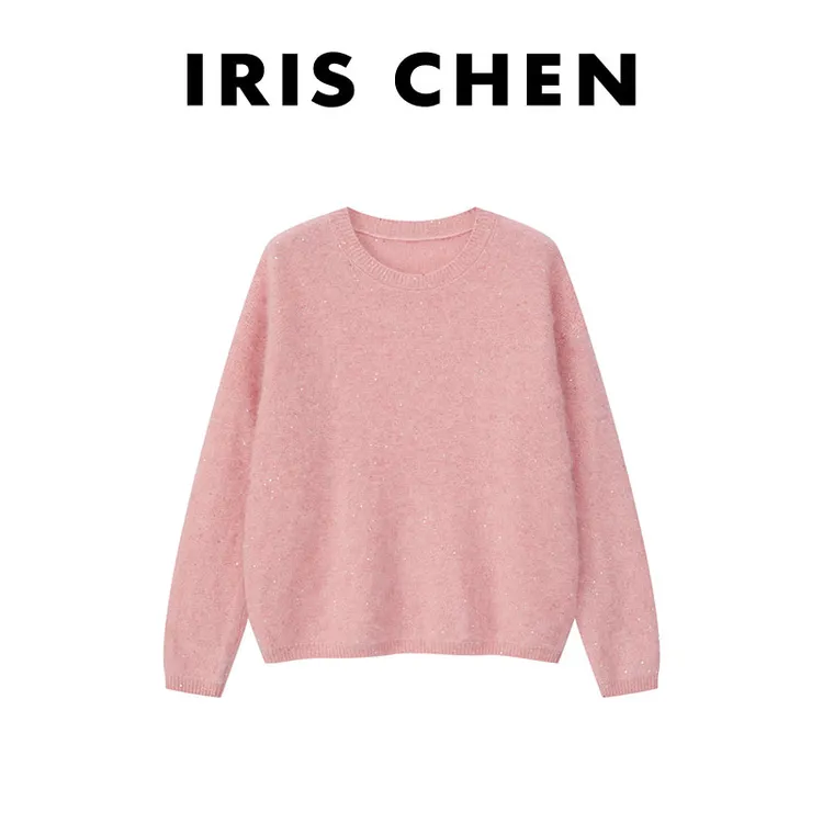 IRIS CHEN 冰岛 2025冬“真丝羊绒羊毛250g”亮片针织衫25SY1138
