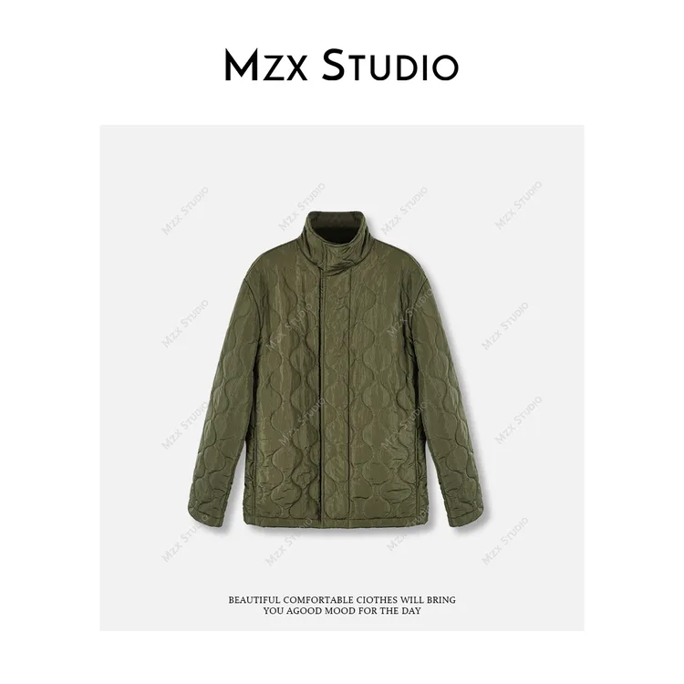 MZX巴家纯色设计感葫芦格裥棉衣加厚立领棉服外套MF10790-Q