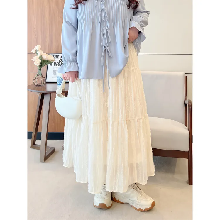 灵动美学 / 肌理感白色甜美半身裙9494胖mm200斤