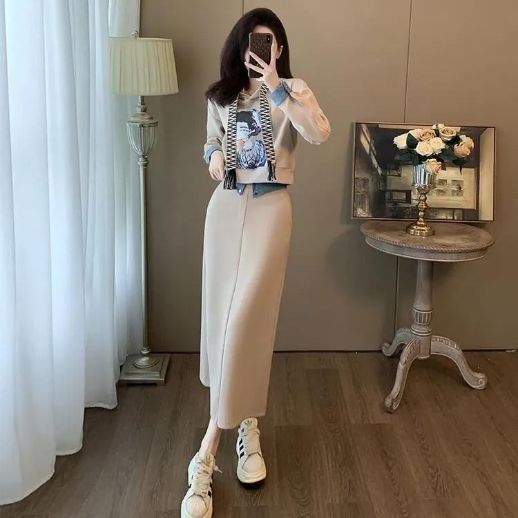 今年流行卫衣套装女冬季高级感气质时尚加绒休闲运动半身裙两件套