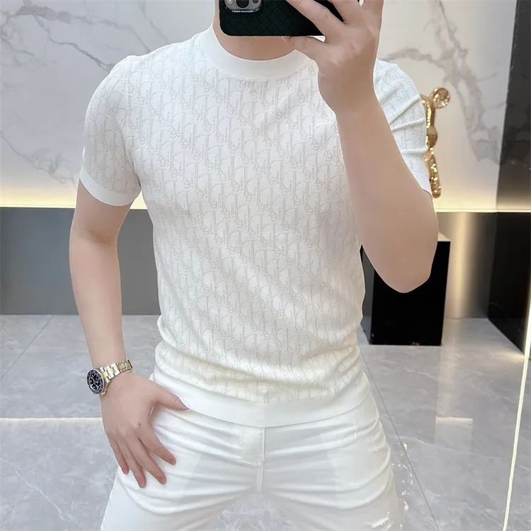 欧货轻奢高品质短袖T恤男时尚休闲夏季潮流百搭半袖印花上衣潮033