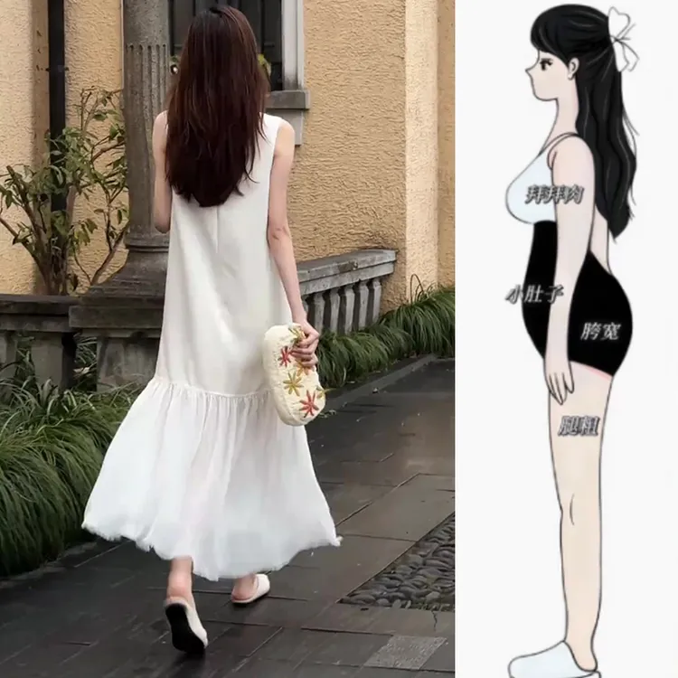 2025夏季薄款大码女装宽松无袖流苏大摆连衣裙胖妹妹显瘦纯色长裙