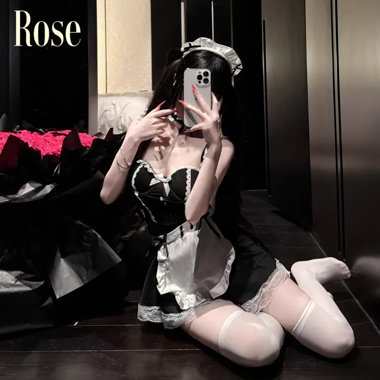 晚瑰·Rose 魅系小女仆 纯欲女带钢圈聚拢萌妹制服性感吊带睡裙