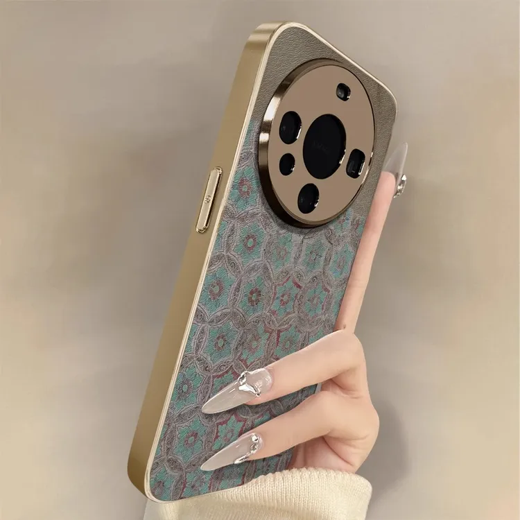 敦煌花纹适用华为mate70手机壳mate60女款电镀小羊皮镜头全包防摔