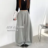 韩系2025新款镰刀休闲裤配腰绳设计宽松百搭显瘦阔腿裤卫裤女