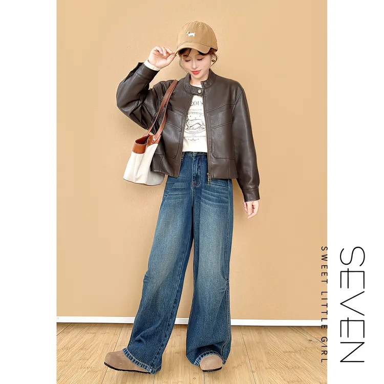 长腿封神裤⑧七七146小个子水洗复古猫须压褶直筒牛仔裤女款小美说