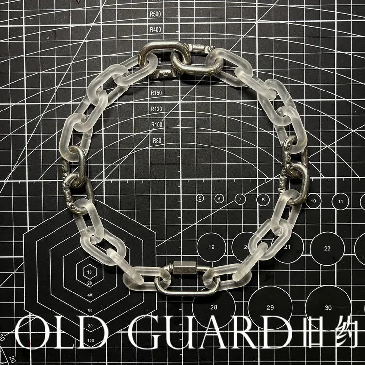 不锈钢亚克力项链 OLDGUARD旧约磨砂空气感男士项链赛博工业风