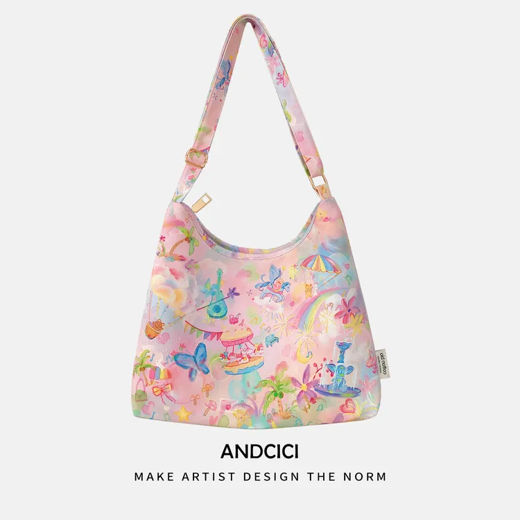 夏日游乐园 设计师原创 拉链斜挎包手提单肩包上班通勤包托特书包