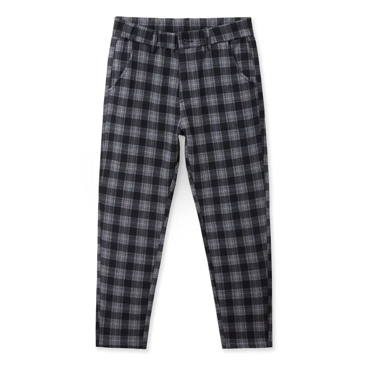 时尚百搭秋冬大码男士潮流轻奢格纹男休闲长裤大码男装立体剪裁CP