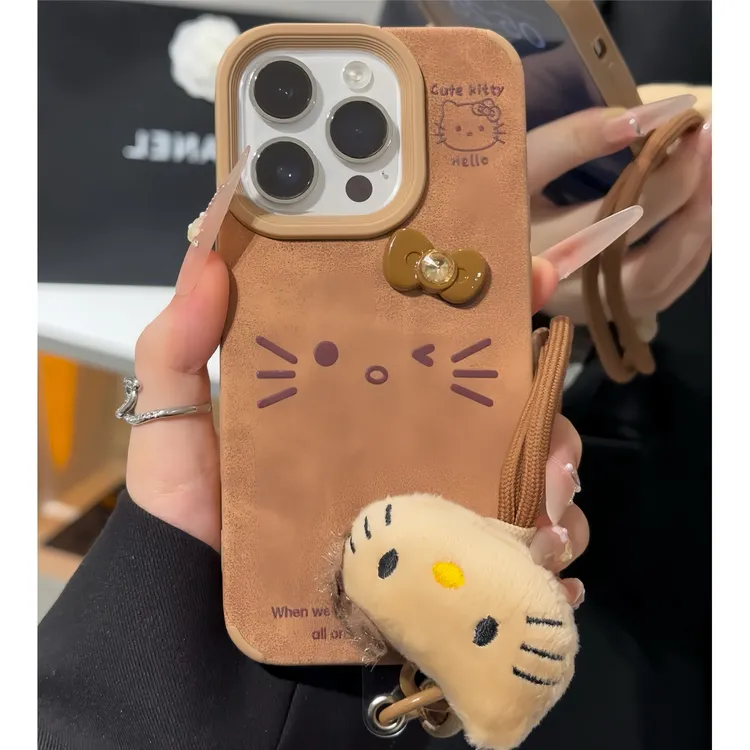 复古KT表情挂绳适用苹果16手机壳iPhone17小米15vivoppo华为p70潮