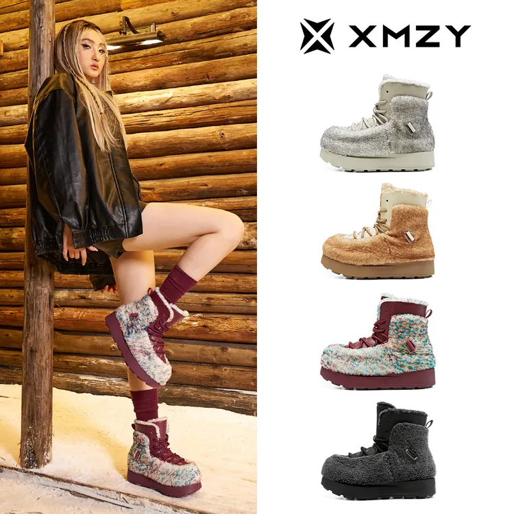 XMZY【幻云】2025冬新款设计师款时尚纯羊毛厚底防滑保暖雪地靴女