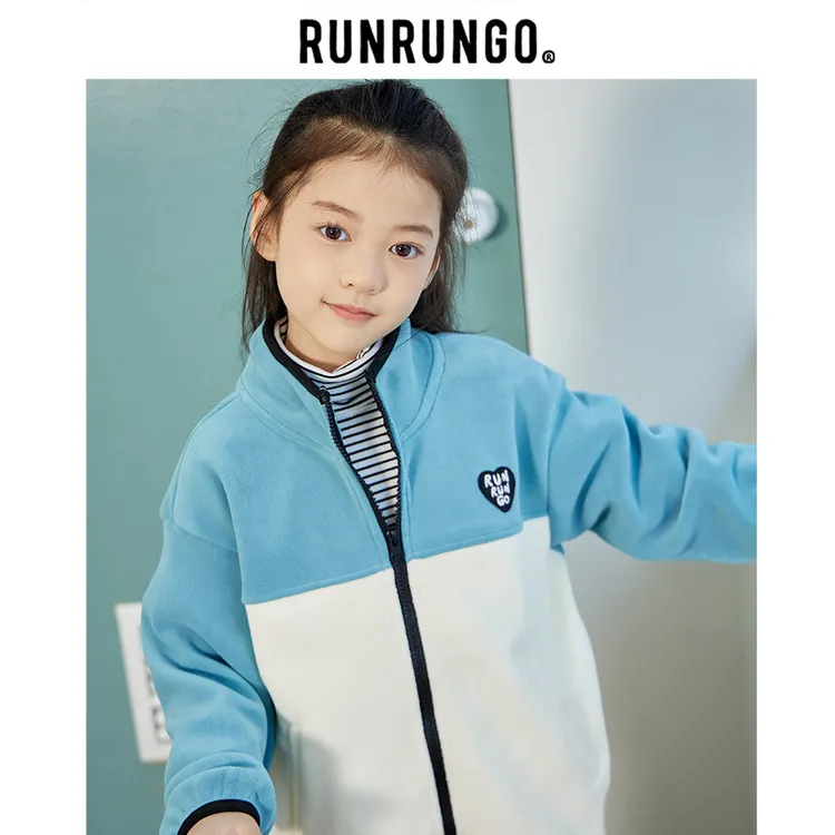 Runrungo【悠闲日记】秋冬奥粒绒撞色外套儿童户外加厚防风保暖外套