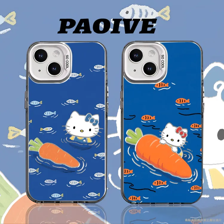 HelloKitty创意适用苹果华为一加iPhone小米三星防摔彩银手机壳