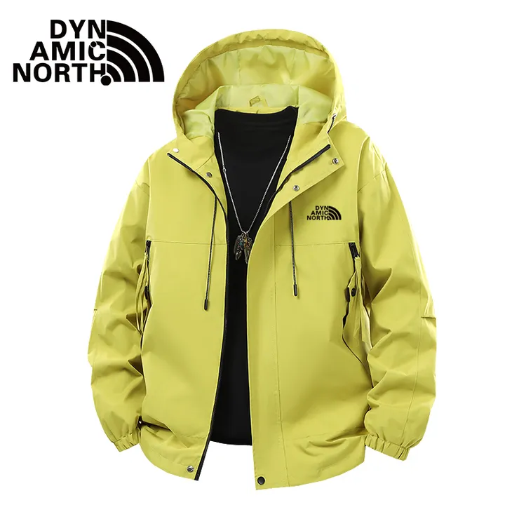 DYNAMIC NORTH/动感北面防风防水连帽登山冲锋衣外套男士耐磨夹克