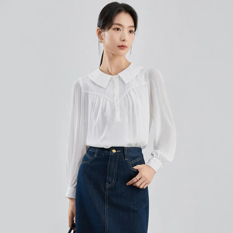 【杨杨专属】新款通勤宽松女长袖衬衣气质衬衫流光风8493184双色