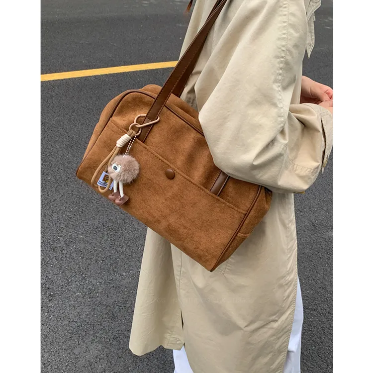 复古手拎托特包包女式2025新款秋冬单肩包大容量通勤棕色波士顿包