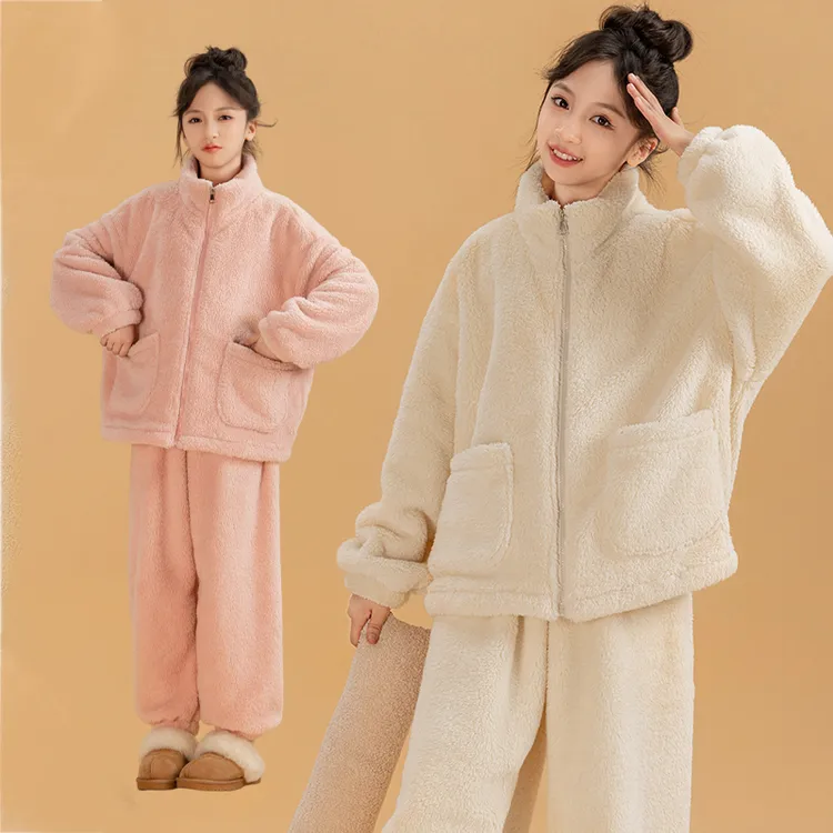 女大童睡衣冬装加厚法兰绒家居服青少年初高中生外穿保暖居家服潮