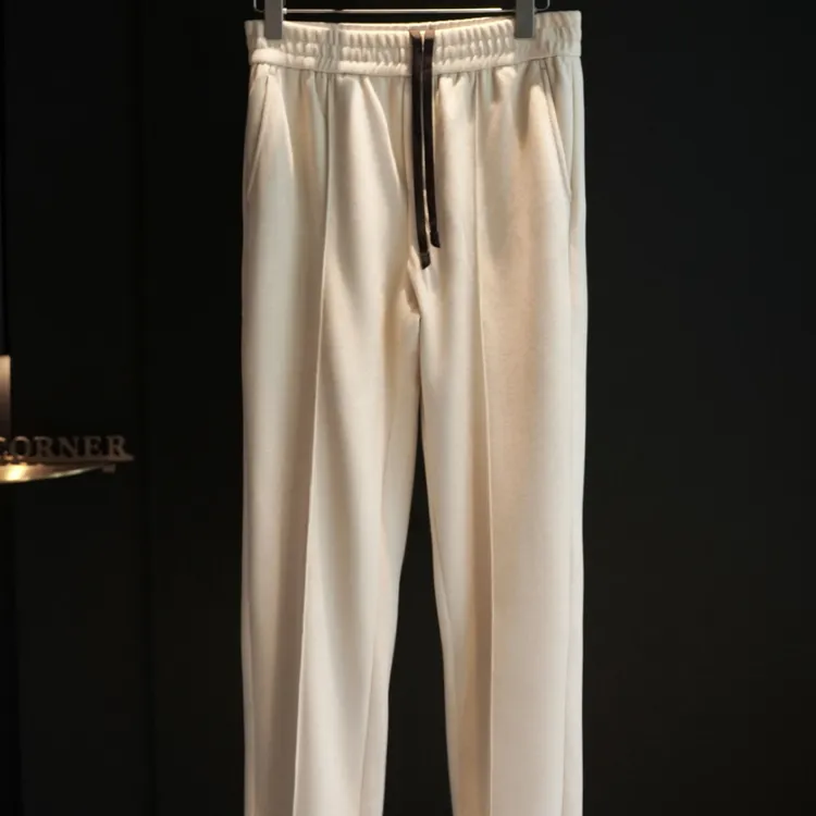 DRUNKCORNER 秋冬厚款撞色抽绳直筒裤后口袋皮标简约百搭高级