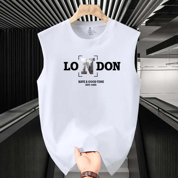 夏季新款纯棉圆领无袖T恤休闲运动跨栏潮流男女同款透气吸汗坎肩