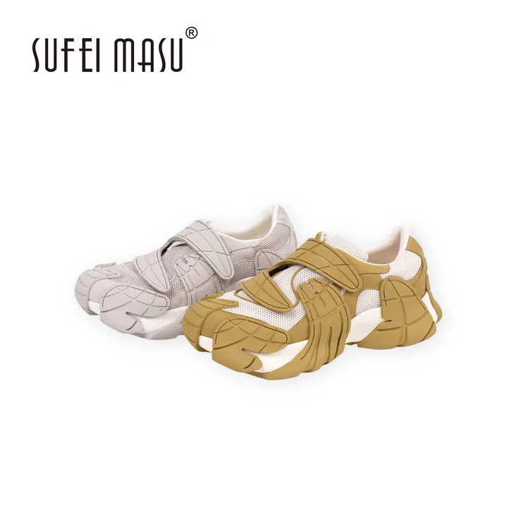 琳姐专属SUFEIMASU/苏菲玛素厚底魔术贴老爹鞋真皮休闲镂空透气1598-99