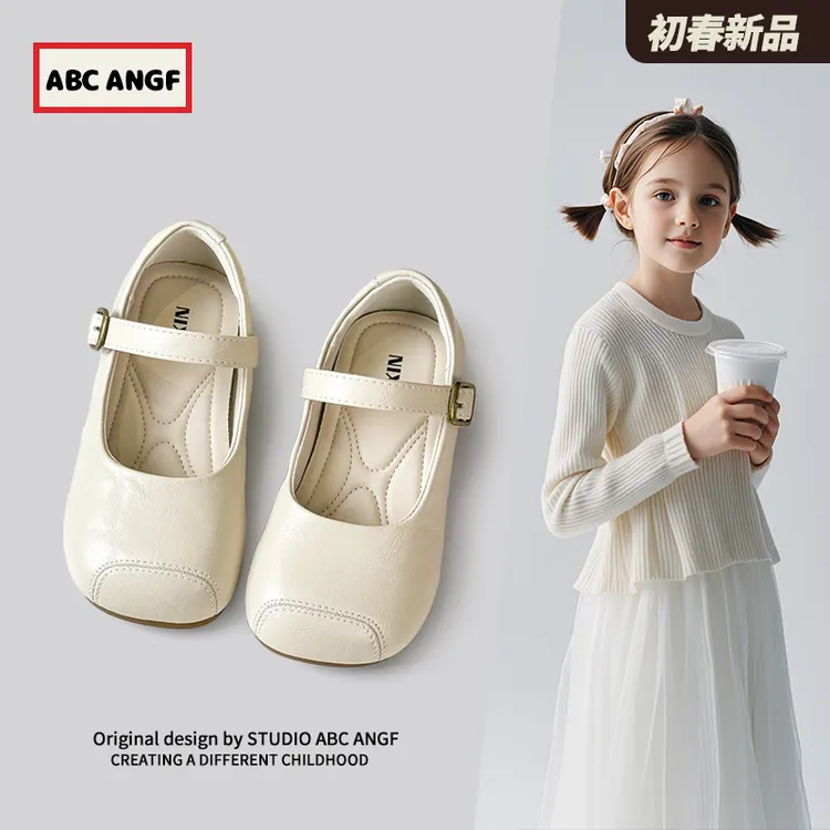 ABC ANGF官网女童皮鞋2025春秋新款洋气宝宝公主鞋子软底透气单鞋