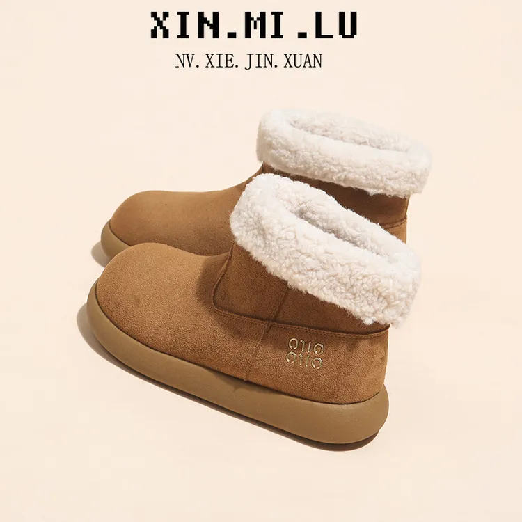 羊羔毛雪地靴女2025冬季新款百搭加绒加厚保暖小土豆棉鞋防滑冬靴