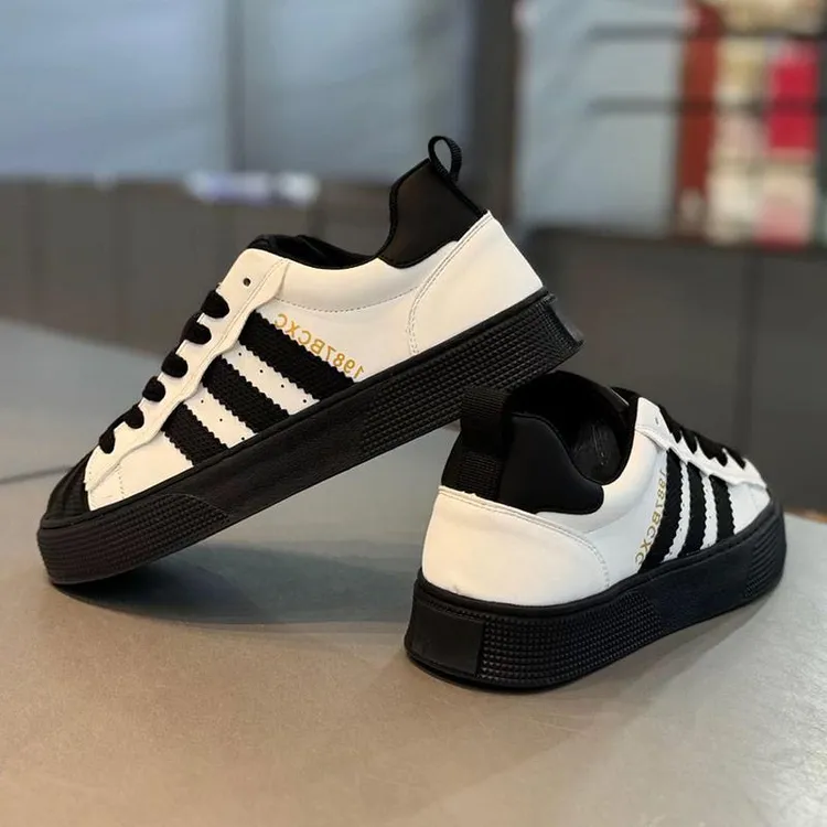 夏季新款贝壳头系带透气板鞋男皮面软底舒适潮鞋百搭休闲运动鞋