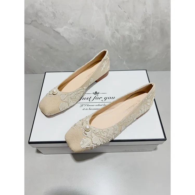 国风低跟方头单鞋女2025夏季新款旗袍鞋粗跟浅口软底提花新中式鞋