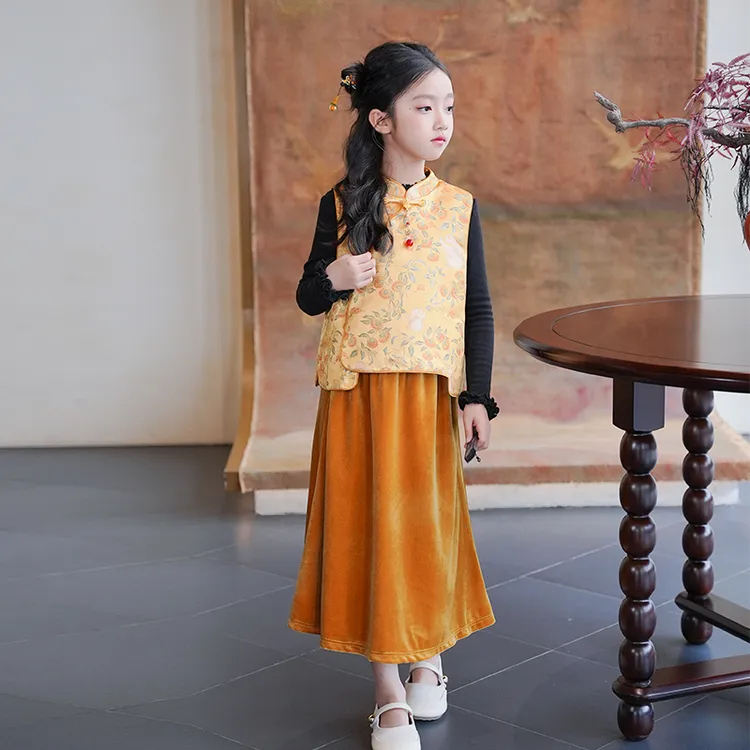 80782女童国风秋装新中式马甲汉服2025新款儿童古风唐装外搭背心