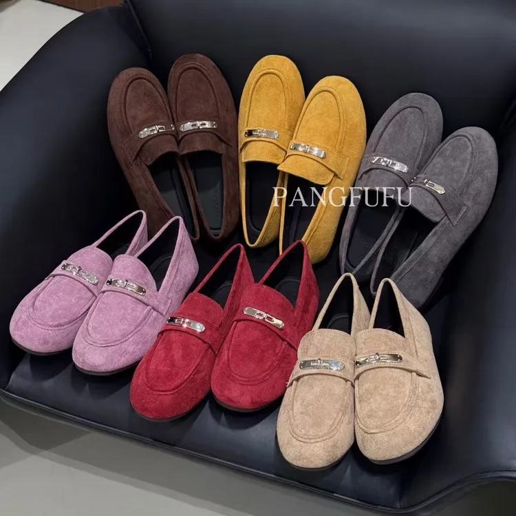 【胖福福大码女鞋】一脚蹬乐福鞋防滑软底孕妇单鞋平底百搭轻便