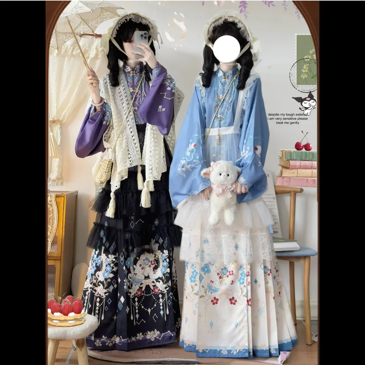 财红轩原创{少女手札}汉洋折衷汉服明制琵琶袖马面洛丽塔秋冬套装