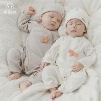 乖奇熊新生儿春秋季长袖连体衣纯棉和尚服婴儿宝宝绑带哈衣服秋装
