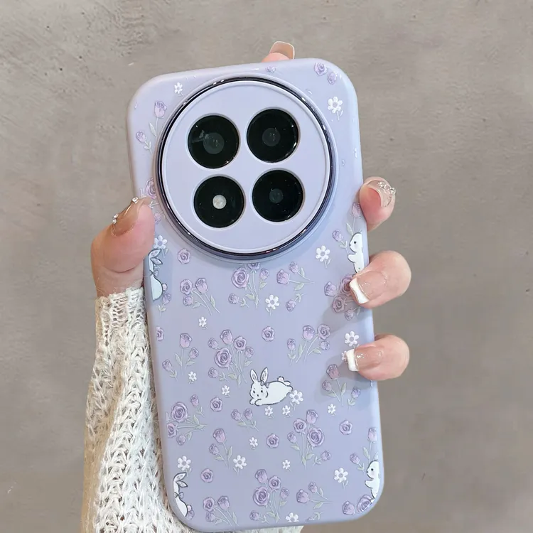 适用于红米note14pro手机壳紫色14pro+小清新花朵可爱兔子新款女