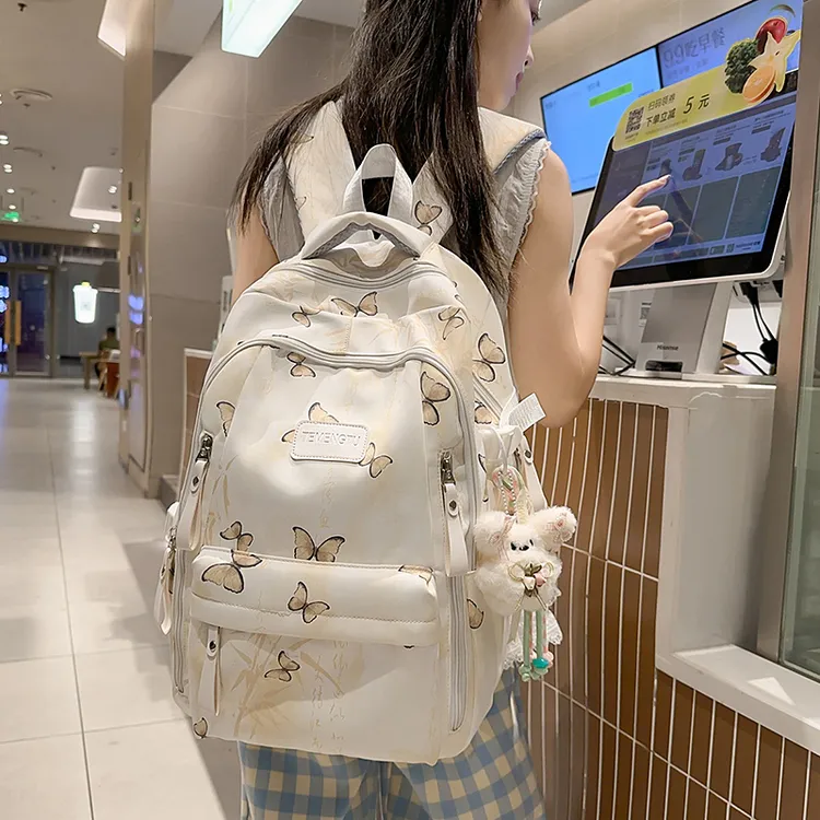 新款书包初高中大学女生文艺学院风书包ins风韩版百搭休闲双肩包2