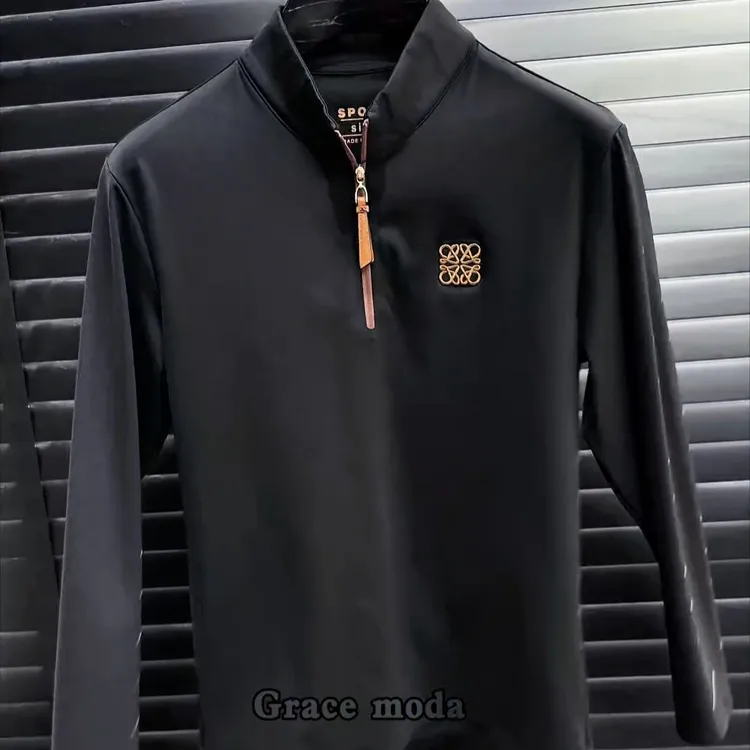B124男士长袖T恤打底衫百搭网红半高领打底衫高品质轻奢弹力修身