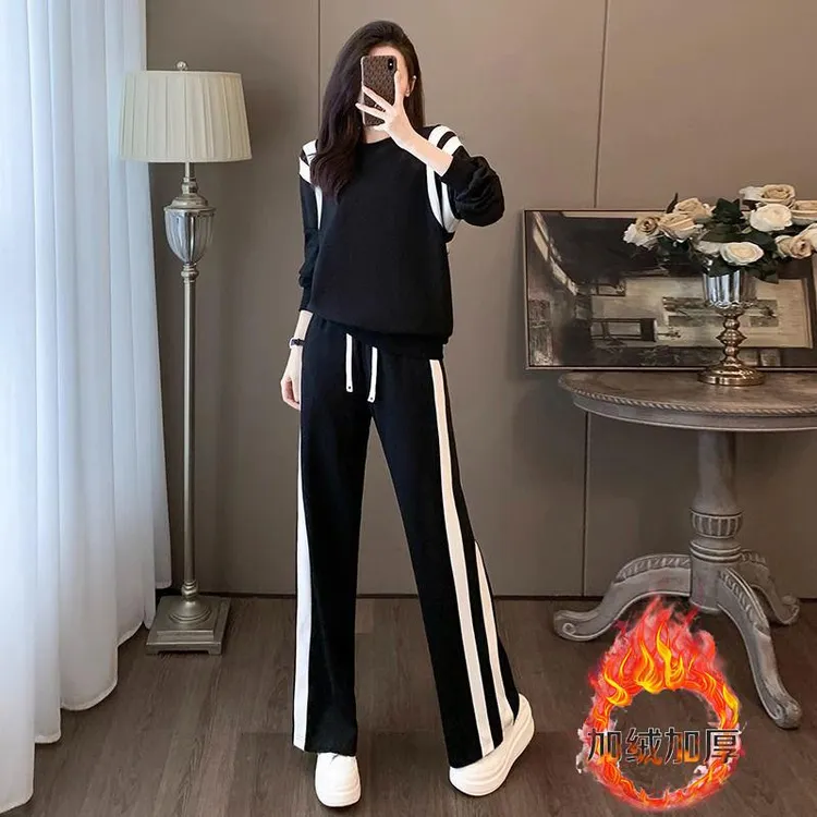 网红休闲运动套装女秋冬2025新款减龄洋气时髦卫衣阔腿裤两件套女