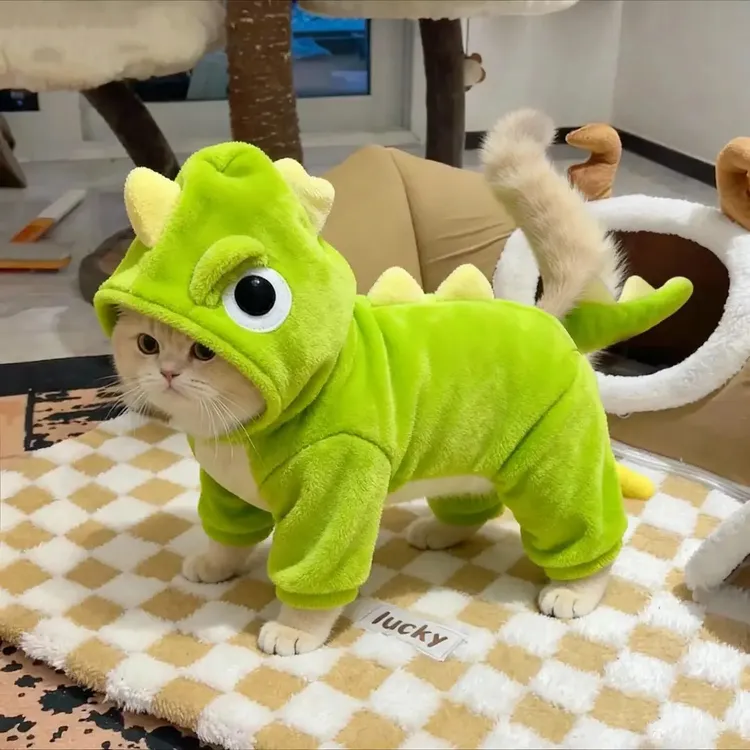 猫咪衣服秋冬款恐龙连体衣加厚小猫布偶英短小狗四脚可爱宠物衣服