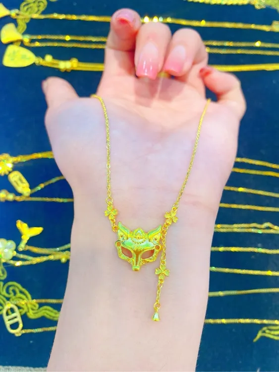 足金5G套链：时尚款 面具花流行款