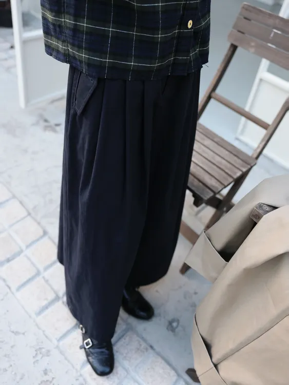 TT设计师【纤云弄巧】日系高级感复古风慵懒感褶皱阔腿裤TT190827