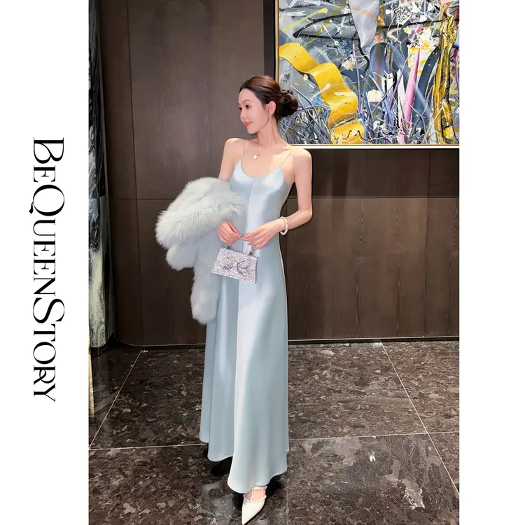 余潇潇【高定晚宴】醋酸轻奢高级感v领显瘦A字微收腰吊带连衣裙礼服