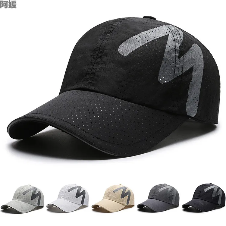 阿媛品质男士速干夏季棒球帽三明治反光透气帽子女字母鸭舌帽运动