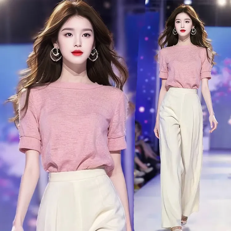 松弛感穿搭盐系高级感名媛气质欧货时尚休闲职业两件套装裤女夏季