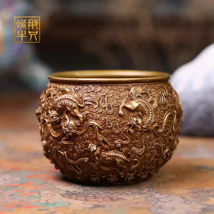 那只蜗牛 10#事事如意缸黄铜铜器居家玄关办公室书房礼品铜工艺品