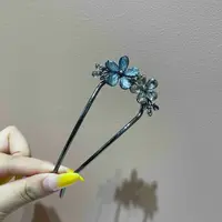 【小魏总珠宝】双生花豪镶撞色发簪-11cm