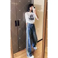 哝NONG-【三条杠原牛】2025早秋新款侧边三条杠浅色牛仔裤01692081