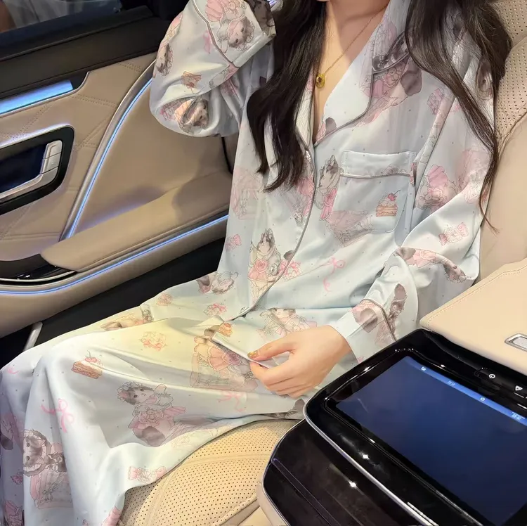 VINEEMAN【可爱小猫】睡衣女春秋长袖超好看春夏休闲家居服可外穿